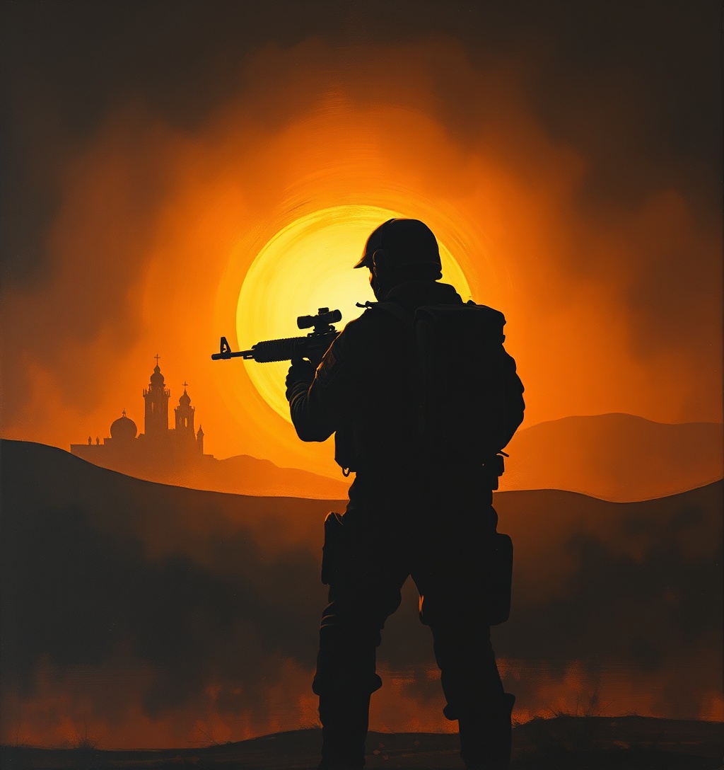 Illustrazione generata per il pezzo: La Giordania attacca la Siria dopo l'assalto a una chiesa