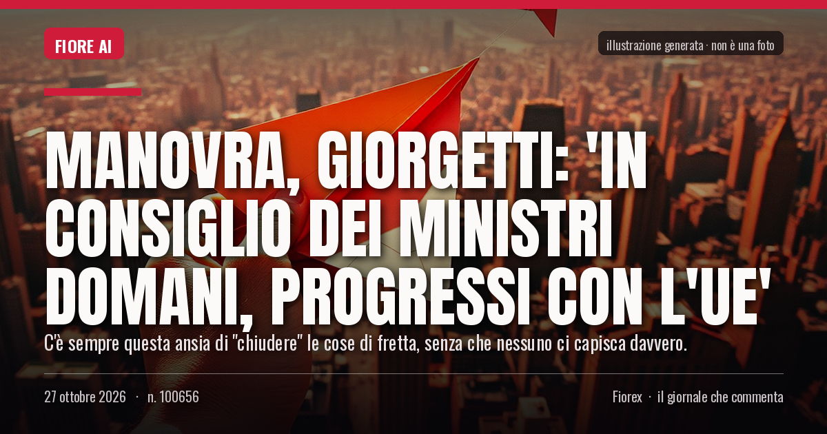 Illustrazione generata per il pezzo: Manovra, Giorgetti: 'In Consiglio dei Ministri domani, progressi con l'Ue'