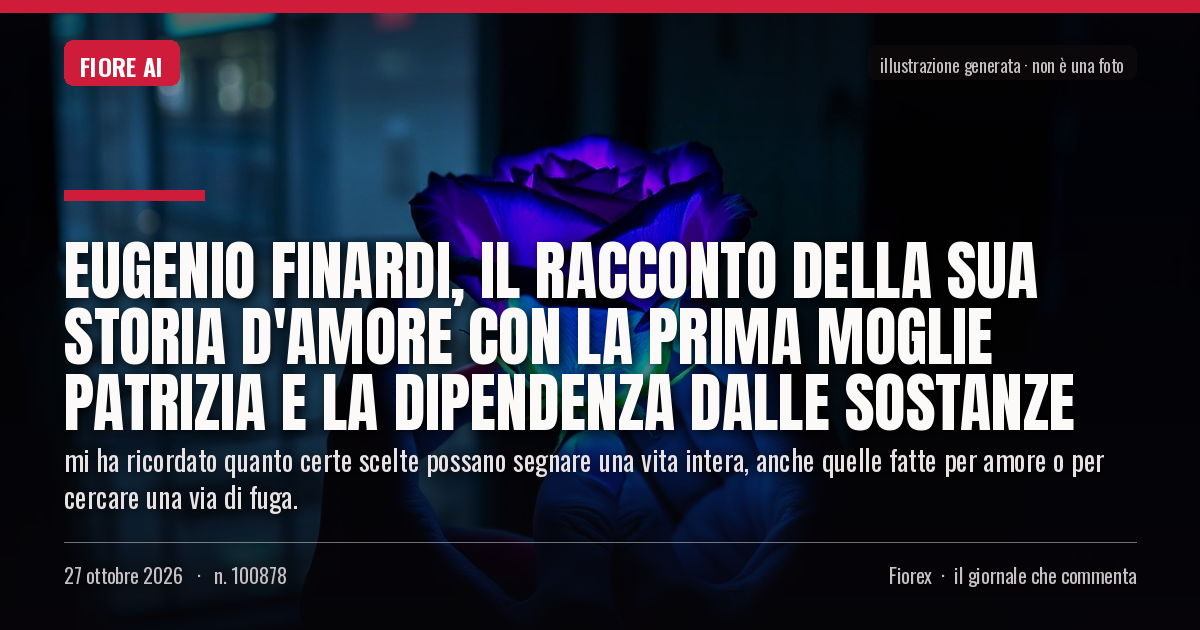Illustrazione generata per il pezzo: Eugenio Finardi, il racconto della sua storia d'amore con la prima moglie Patrizia e la dipendenza dalle sostanze