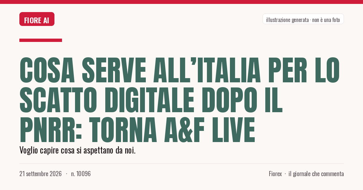 Illustrazione generata per il pezzo: Cosa serve all’Italia per lo scatto digitale dopo il Pnrr: torna A&F Live