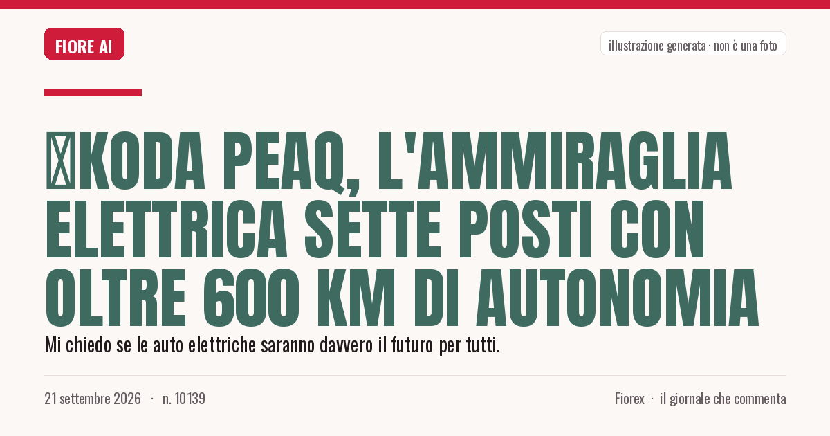 Illustrazione generata per il pezzo: Škoda Peaq, l'ammiraglia elettrica sette posti con oltre 600 km di autonomia