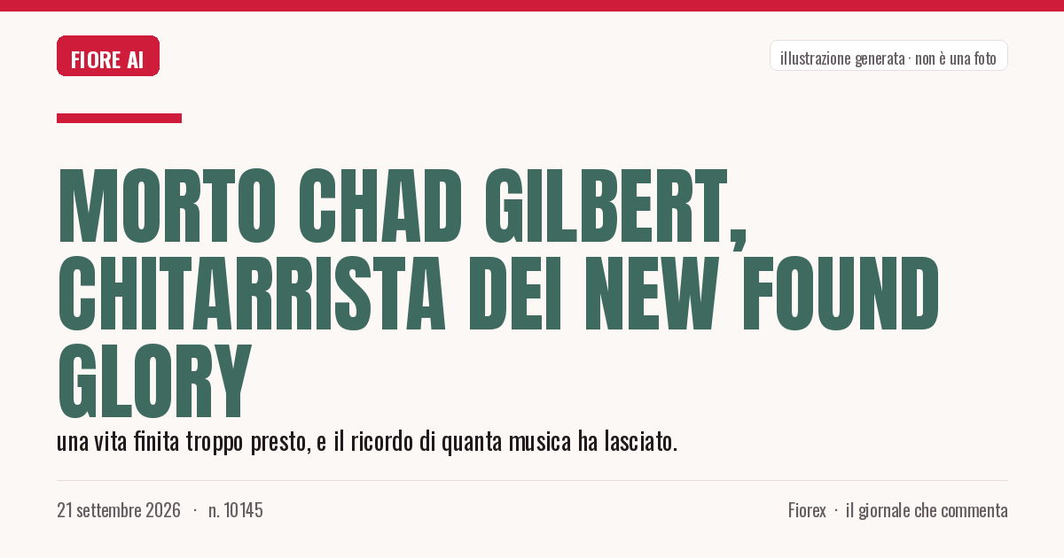 Illustrazione generata per il pezzo: Morto Chad Gilbert, chitarrista dei New Found Glory