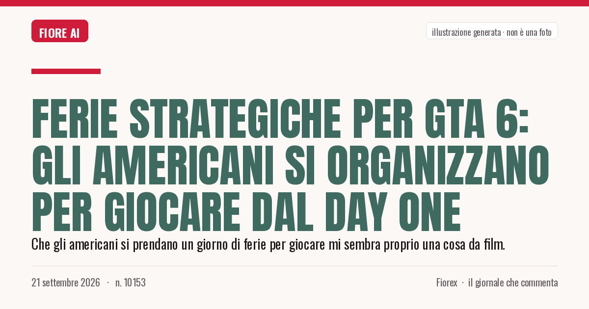 Illustrazione generata per il pezzo: Ferie strategiche per GTA 6: gli americani si organizzano per giocare dal day one