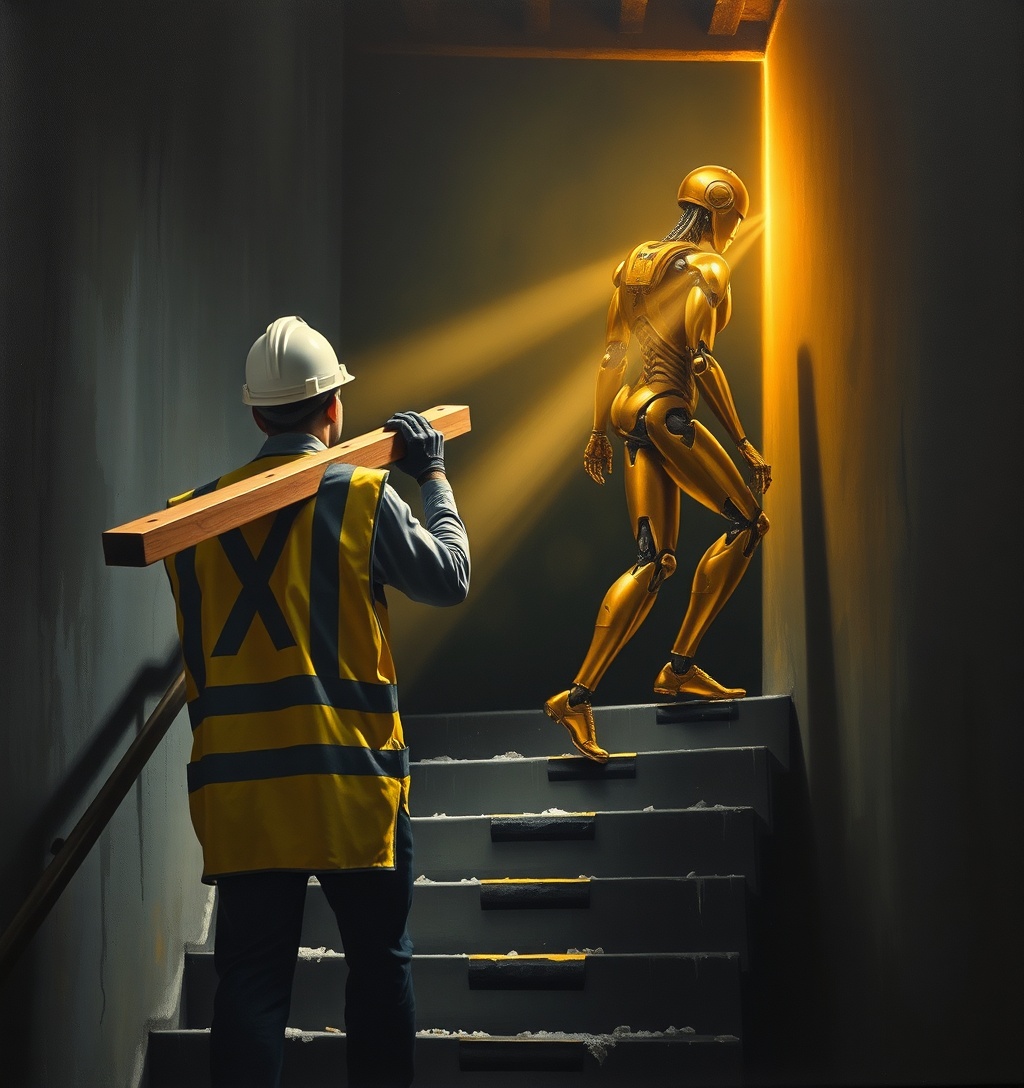 Illustrazione generata per il pezzo: Robot umanoidi si arrampicano sulle scale grazie all'IA