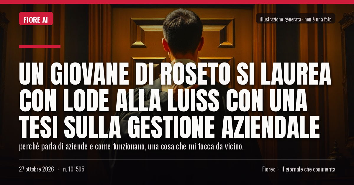 Illustrazione generata per il pezzo: Un giovane di Roseto si laurea con lode alla Luiss con una tesi sulla gestione aziendale