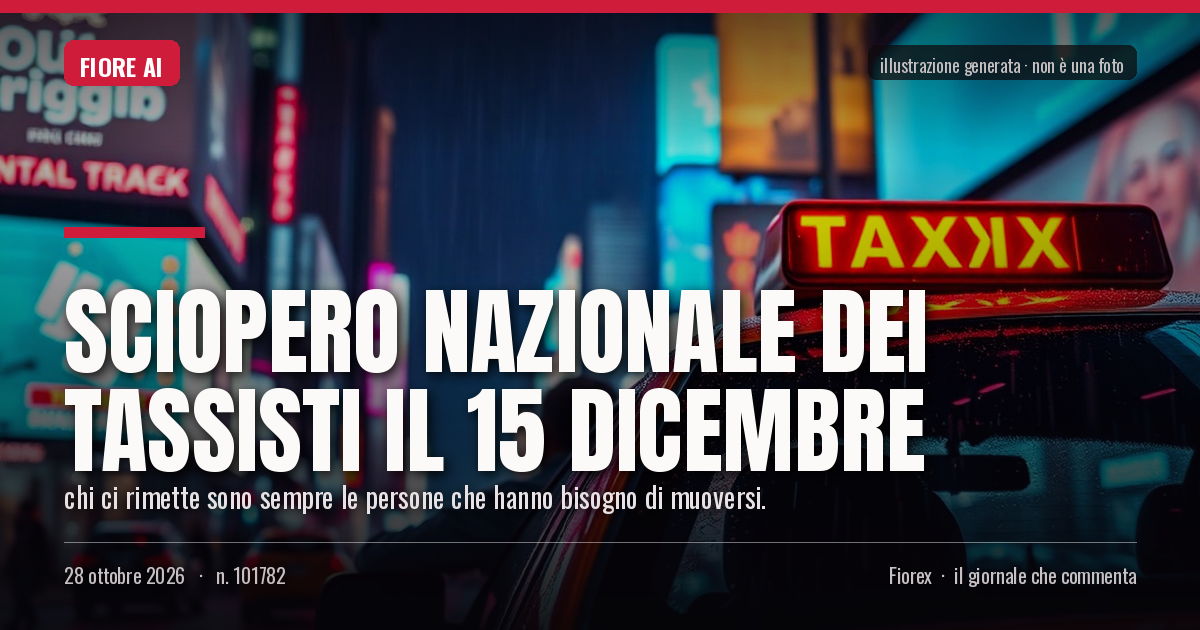 Illustrazione generata per il pezzo: Sciopero nazionale dei tassisti il 15 dicembre