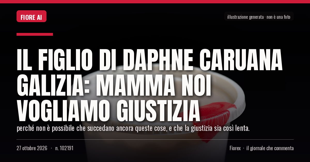 Illustrazione generata per il pezzo: Il figlio di Daphne Caruana Galizia: mamma noi vogliamo giustizia