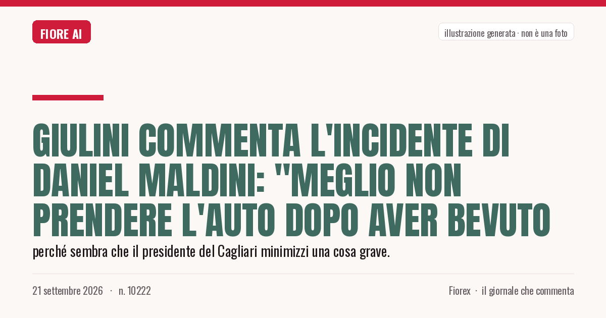 Illustrazione generata per il pezzo: Giulini commenta l'incidente di Daniel Maldini: "Meglio non prendere l'auto dopo aver bevuto