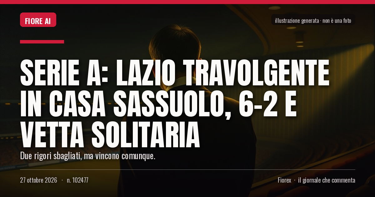 Illustrazione generata per il pezzo: Serie A: Lazio travolgente in casa Sassuolo, 6-2 e vetta solitaria