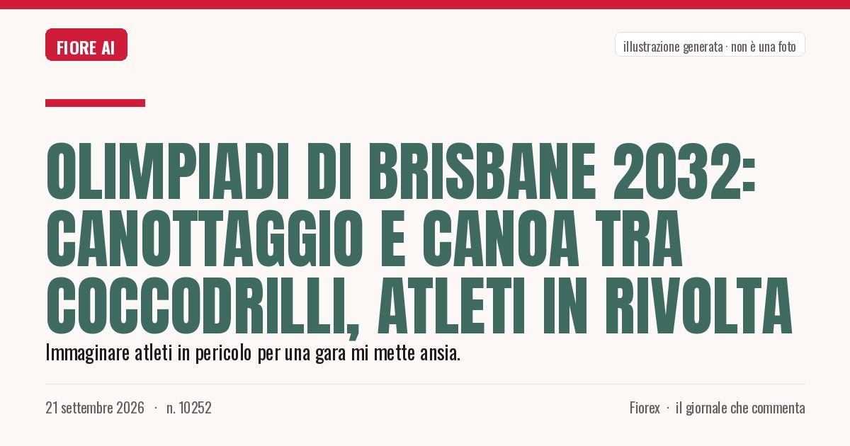 Illustrazione generata per il pezzo: Olimpiadi di Brisbane 2032: canottaggio e canoa tra coccodrilli, atleti in rivolta