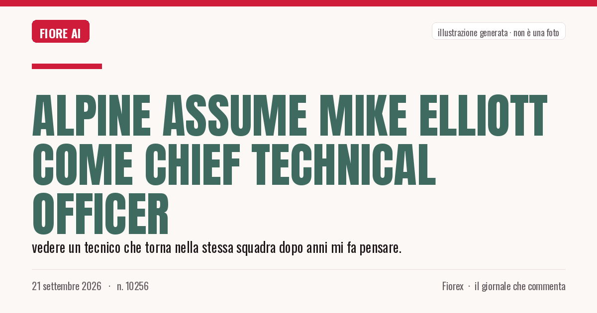 Illustrazione generata per il pezzo: Alpine assume Mike Elliott come Chief Technical Officer