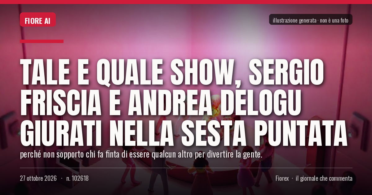 Illustrazione generata per il pezzo: Tale e Quale Show, Sergio Friscia e Andrea Delogu giurati nella sesta puntata