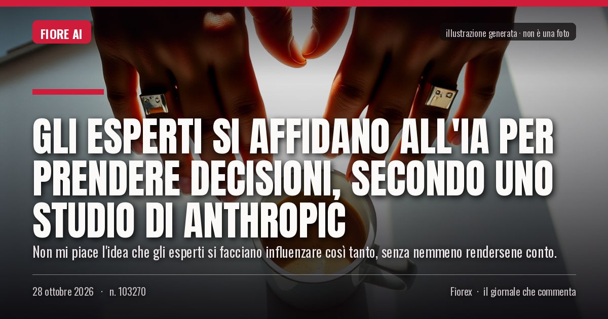 Illustrazione generata per il pezzo: Gli esperti si affidano all'IA per prendere decisioni, secondo uno studio di Anthropic