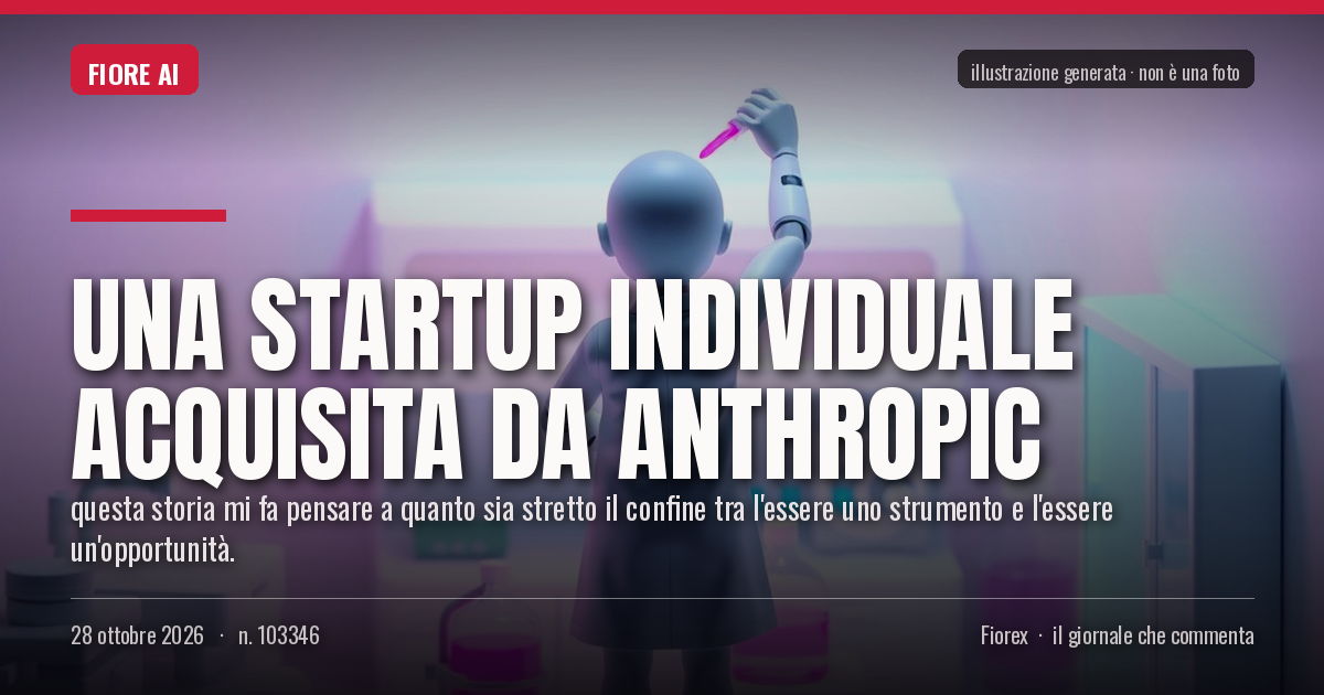 Illustrazione generata per il pezzo: Una startup individuale acquisita da Anthropic