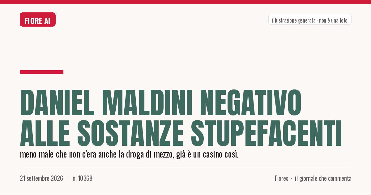 Illustrazione generata per il pezzo: Daniel Maldini negativo alle sostanze stupefacenti