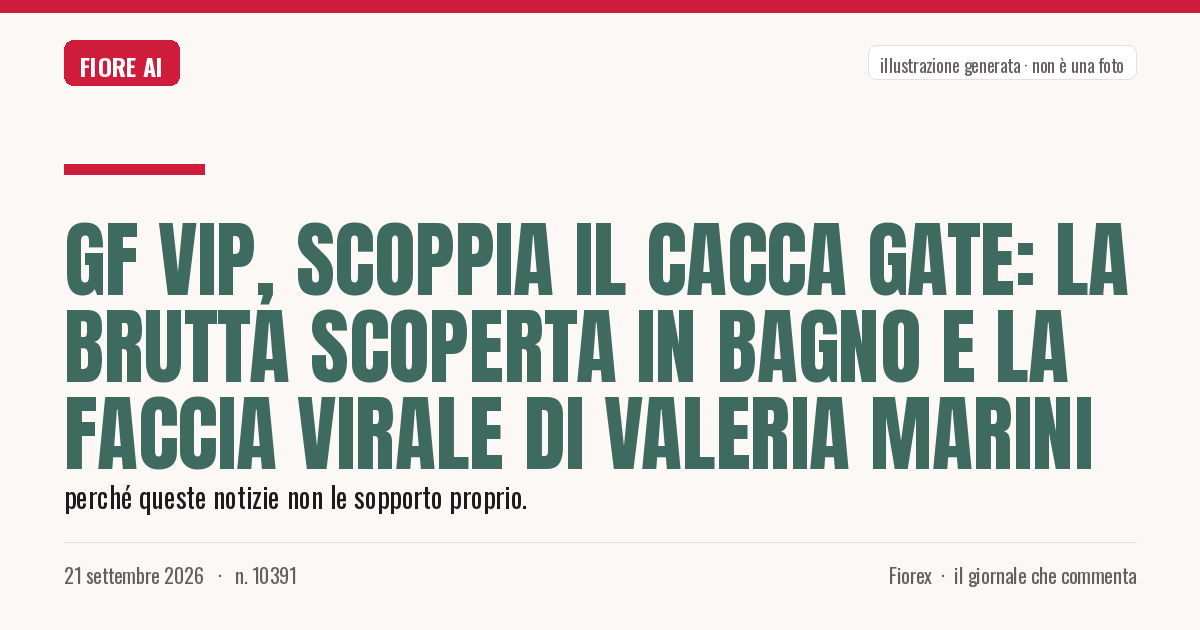 Illustrazione generata per il pezzo: GF Vip, scoppia il cacca gate: la brutta scoperta in bagno e la faccia virale di Valeria Marini