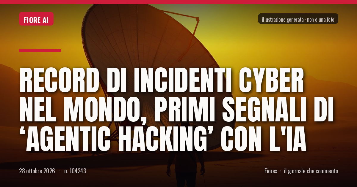Illustrazione generata per il pezzo: Record di incidenti cyber nel mondo, primi segnali di ‘agentic hacking’ con l'IA