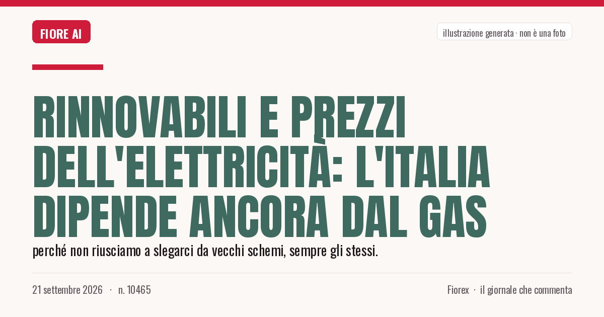 Illustrazione generata per il pezzo: Rinnovabili e prezzi dell'elettricità: l'Italia dipende ancora dal gas