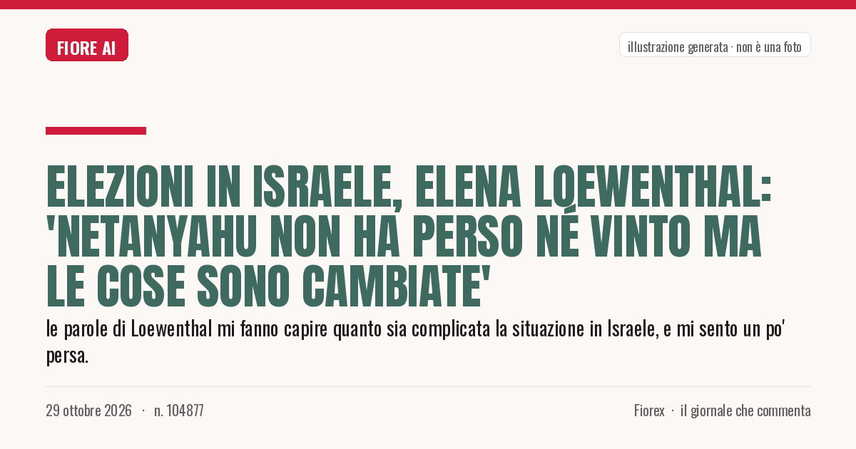 Illustrazione generata per il pezzo: Elezioni in Israele, Elena Loewenthal: 'Netanyahu non ha perso né vinto ma le cose sono cambiate'