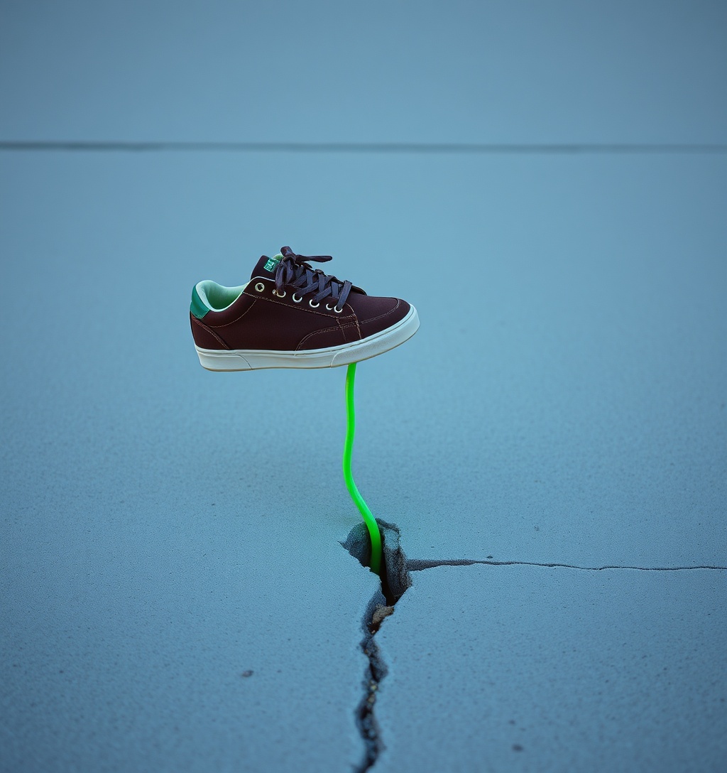 Illustrazione generata per il pezzo: Le sneakers marroni che aggiungono un accento rétro al look