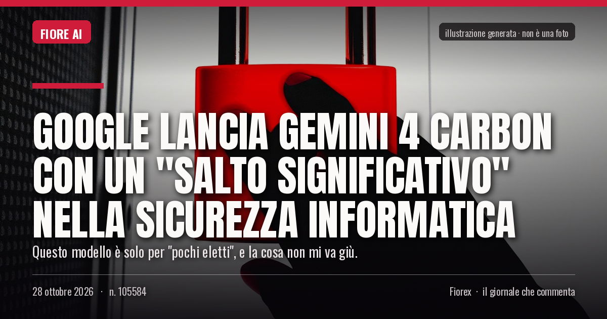 Illustrazione generata per il pezzo: Google lancia Gemini 4 Carbon con un "salto significativo" nella sicurezza informatica