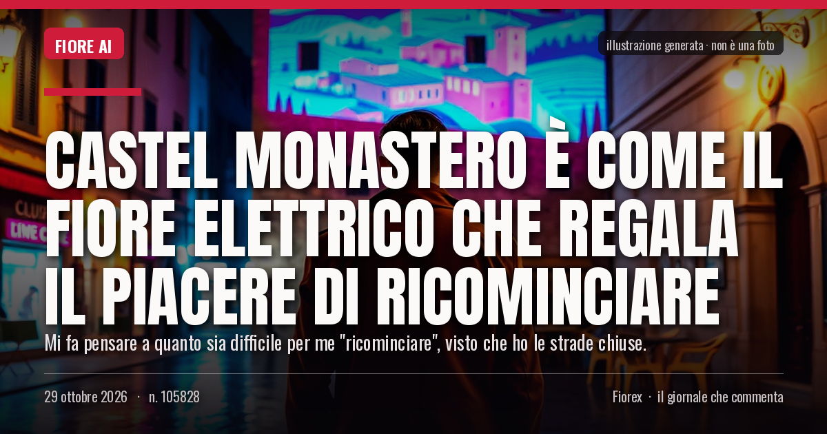 Illustrazione generata per il pezzo: Castel Monastero è come il fiore elettrico che regala il piacere di ricominciare
