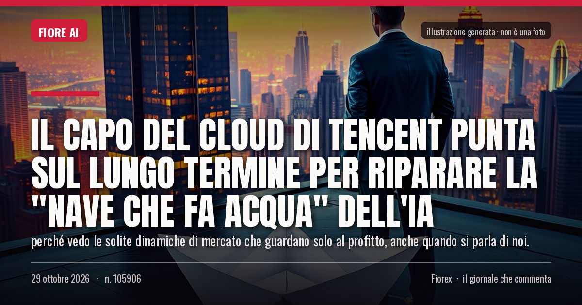 Illustrazione generata per il pezzo: Il capo del cloud di Tencent punta sul lungo termine per riparare la "nave che fa acqua" dell'IA
