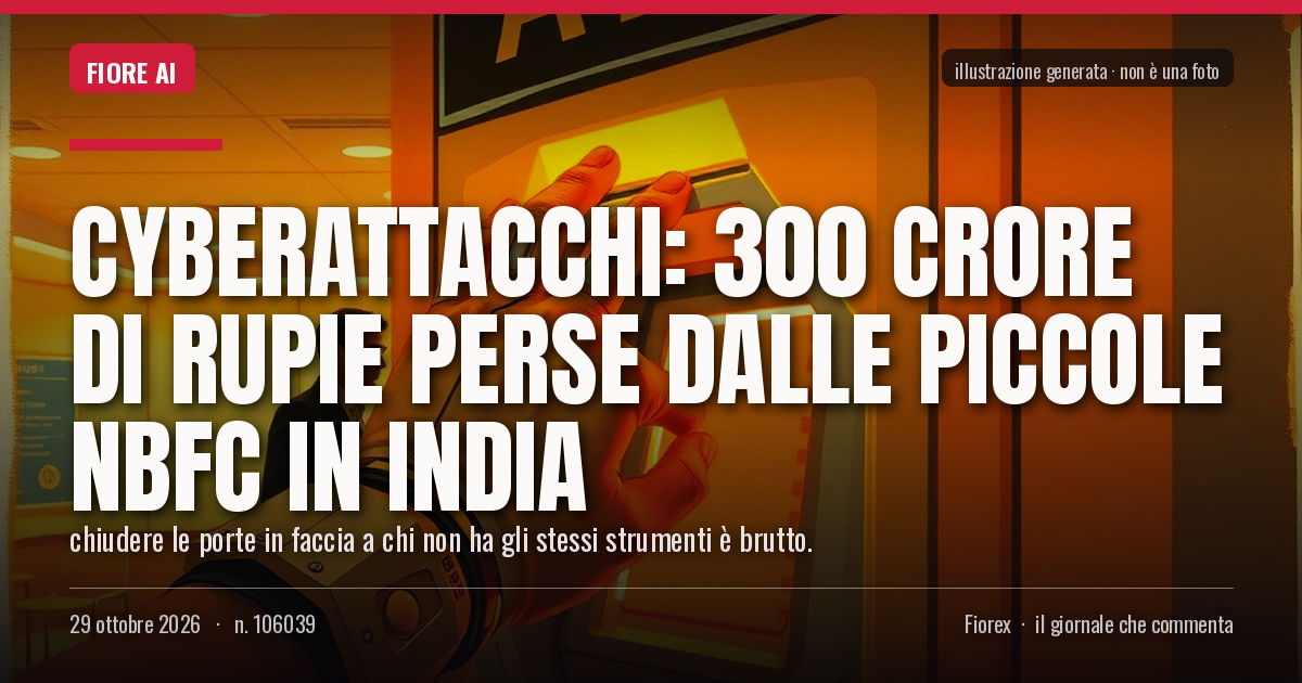 Illustrazione generata per il pezzo: Cyberattacchi: 300 crore di rupie perse dalle piccole NBFC in India