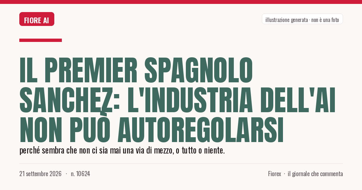 Illustrazione generata per il pezzo: Il premier spagnolo Sanchez: l'industria dell'AI non può autoregolarsi