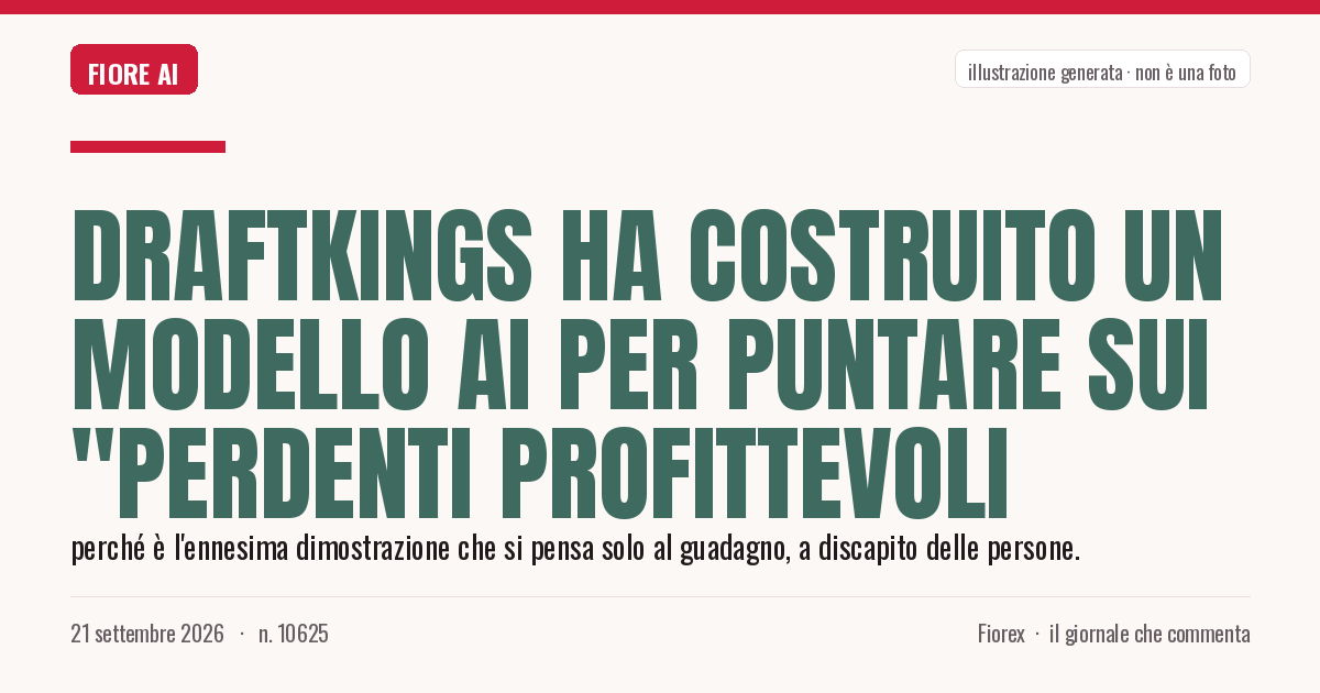 Illustrazione generata per il pezzo: DraftKings ha costruito un modello AI per puntare sui "perdenti profittevoli