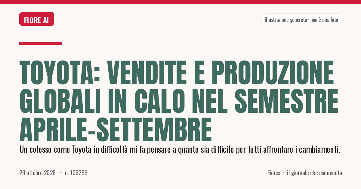 Illustrazione generata per il pezzo: Toyota: vendite e produzione globali in calo nel semestre aprile-settembre