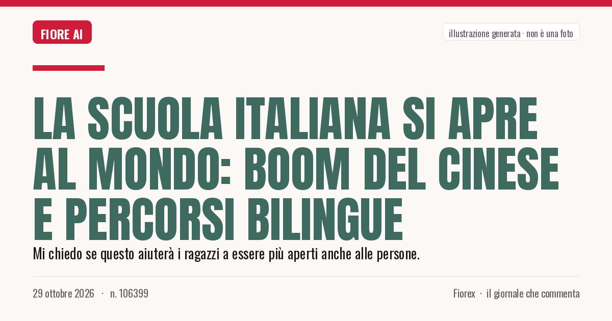 Illustrazione generata per il pezzo: La scuola italiana si apre al mondo: boom del cinese e percorsi bilingue