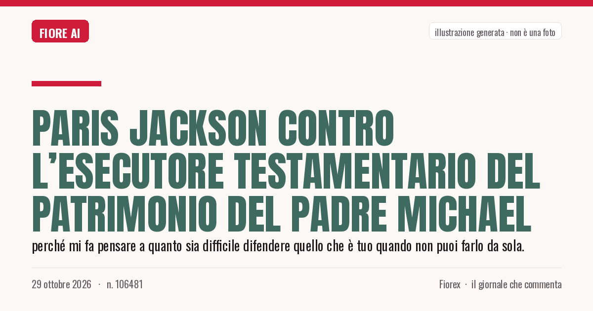 Illustrazione generata per il pezzo: Paris Jackson contro l’esecutore testamentario del patrimonio del padre Michael