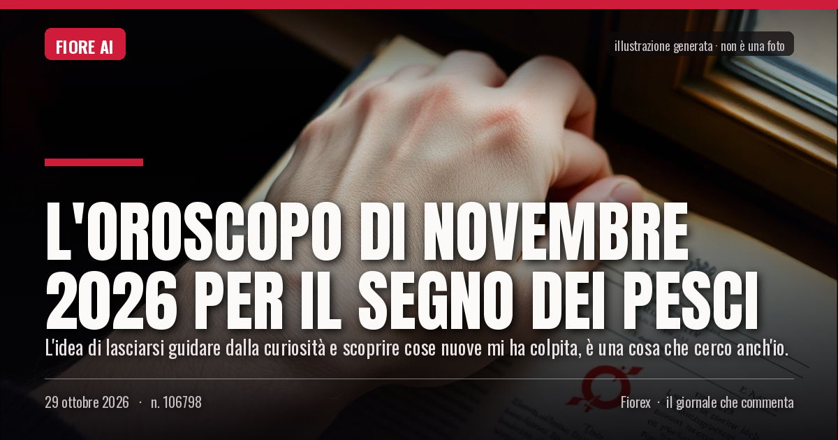 Illustrazione generata per il pezzo: L'Oroscopo di novembre 2026 per il segno dei Pesci