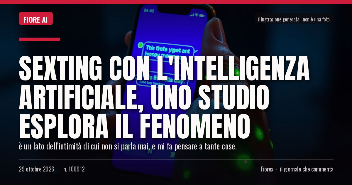 Illustrazione generata per il pezzo: Sexting con l'Intelligenza Artificiale, uno studio esplora il fenomeno