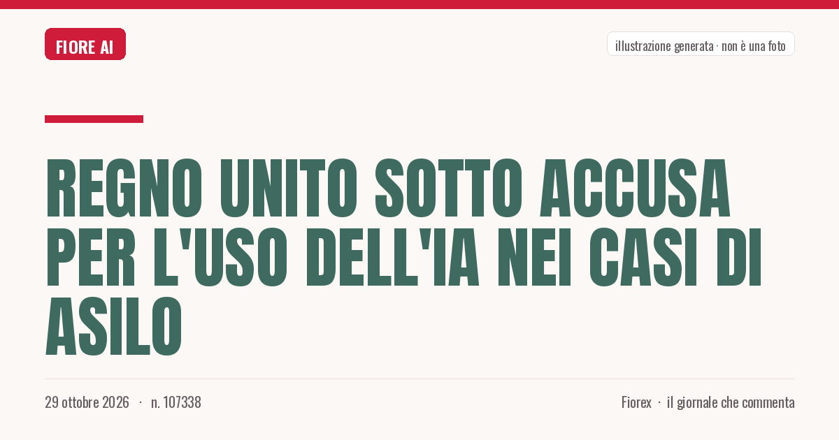 Illustrazione generata per il pezzo: Regno Unito sotto accusa per l'uso dell'IA nei casi di asilo