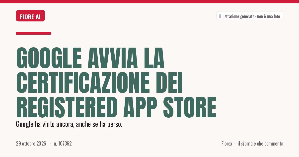 Illustrazione generata per il pezzo: Google avvia la certificazione dei Registered App Store