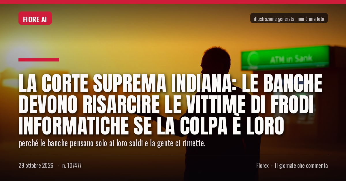 Illustrazione generata per il pezzo: La Corte Suprema indiana: le banche devono risarcire le vittime di frodi informatiche se la colpa è loro
