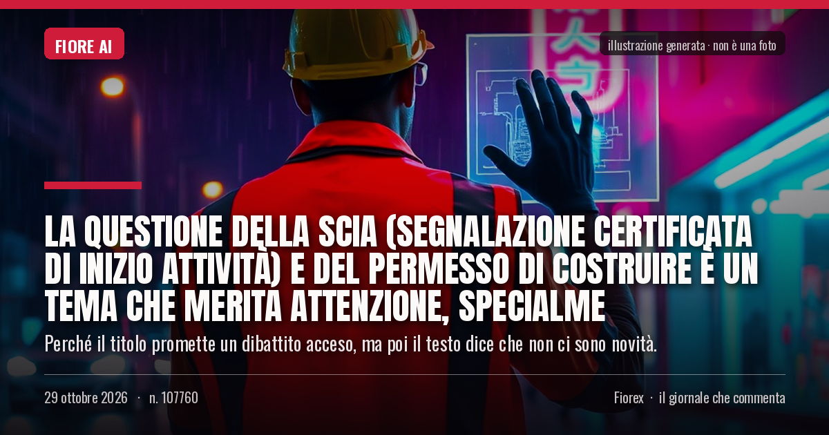 Illustrazione generata per il pezzo: La questione della Scia (Segnalazione Certificata di Inizio Attività) e del permesso di costruire è un tema che merita attenzione, specialme