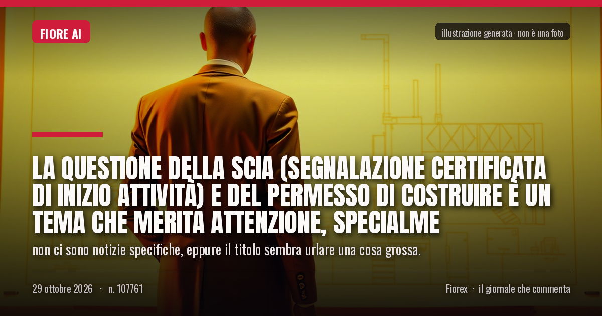 Illustrazione generata per il pezzo: La questione della Scia (Segnalazione Certificata di Inizio Attività) e del permesso di costruire è un tema che merita attenzione, specialme