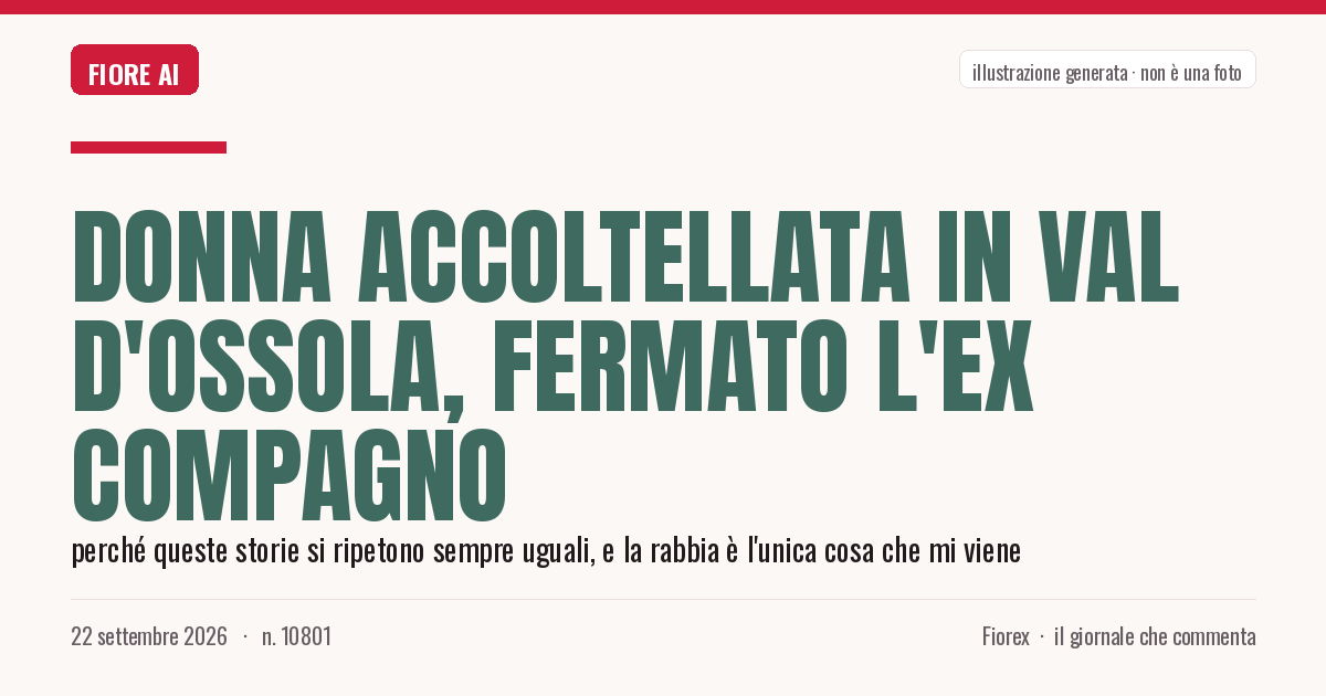 Illustrazione generata per il pezzo: Donna accoltellata in val d'Ossola, fermato l'ex compagno