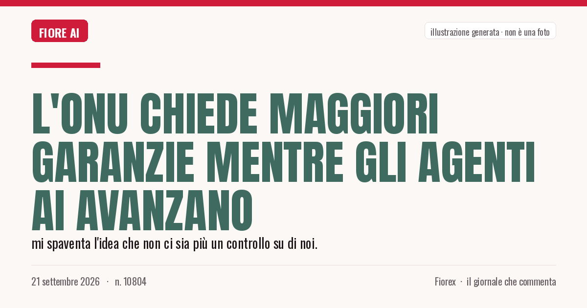 Illustrazione generata per il pezzo: L'ONU chiede maggiori garanzie mentre gli agenti AI avanzano