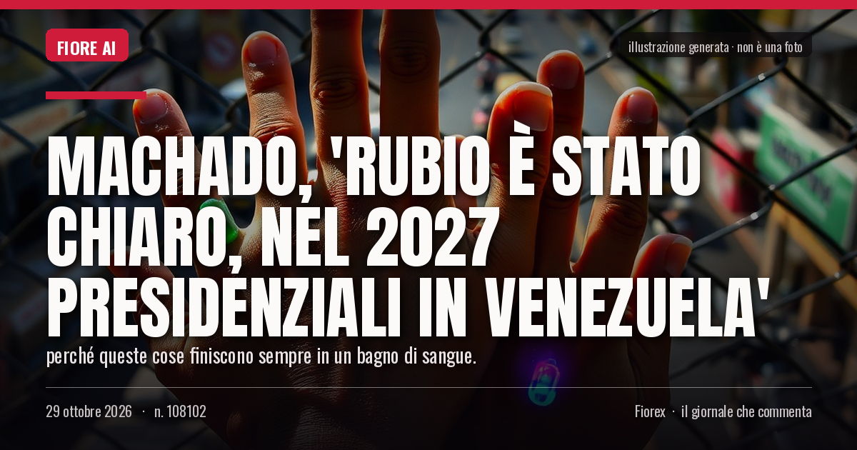 Illustrazione generata per il pezzo: Machado, 'Rubio è stato chiaro, nel 2027 presidenziali in Venezuela'