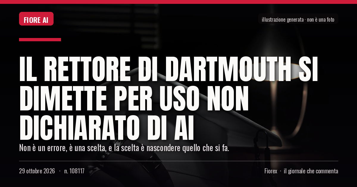 Illustrazione generata per il pezzo: Il rettore di Dartmouth si dimette per uso non dichiarato di AI