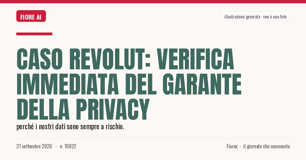 Illustrazione generata per il pezzo: Caso Revolut: verifica immediata del Garante della privacy