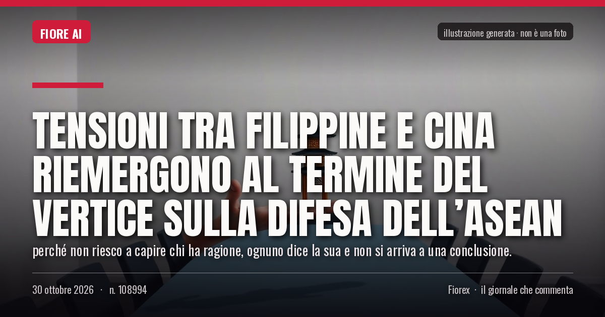 Illustrazione generata per il pezzo: Tensioni tra Filippine e Cina riemergono al termine del vertice sulla difesa dell’ASEAN