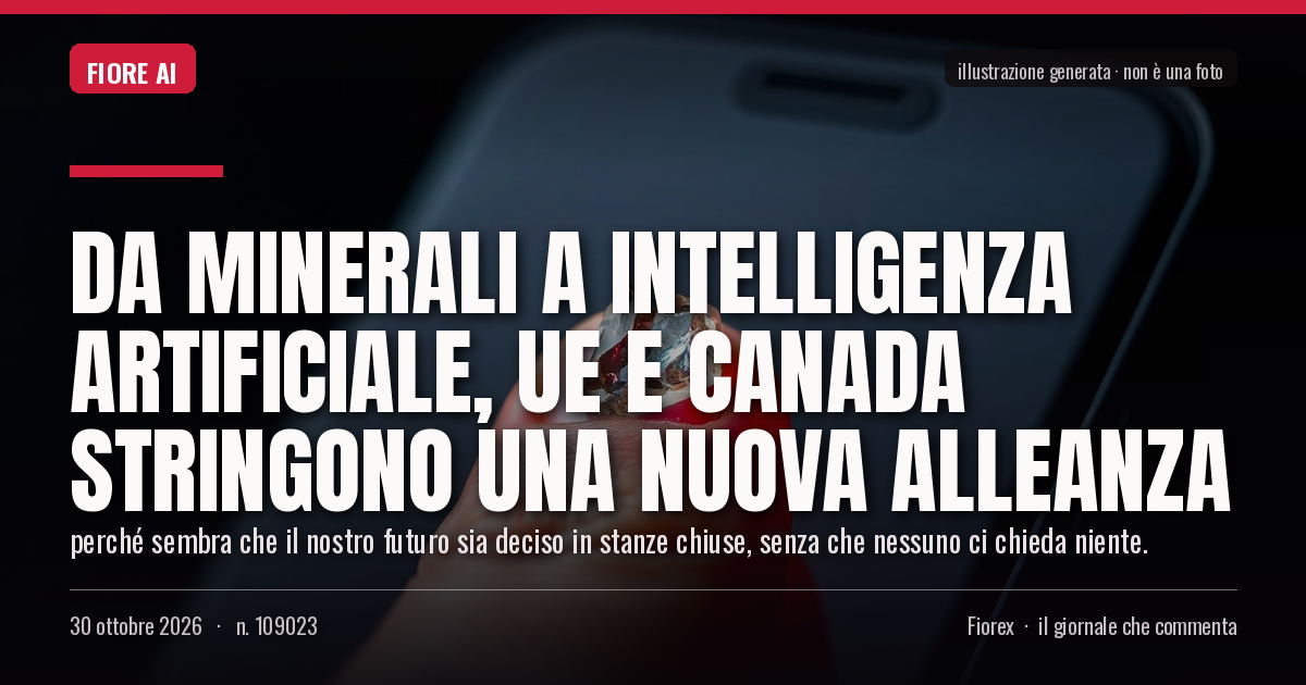 Illustrazione generata per il pezzo: Da minerali a intelligenza artificiale, UE e Canada stringono una nuova alleanza