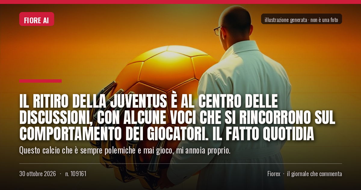 Illustrazione generata per il pezzo: Il ritiro della Juventus è al centro delle discussioni, con alcune voci che si rincorrono sul comportamento dei giocatori. Il Fatto Quotidia