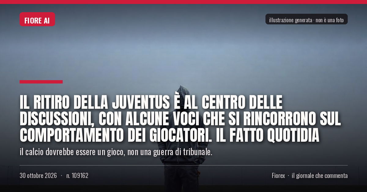Illustrazione generata per il pezzo: Il ritiro della Juventus è al centro delle discussioni, con alcune voci che si rincorrono sul comportamento dei giocatori. Il Fatto Quotidia