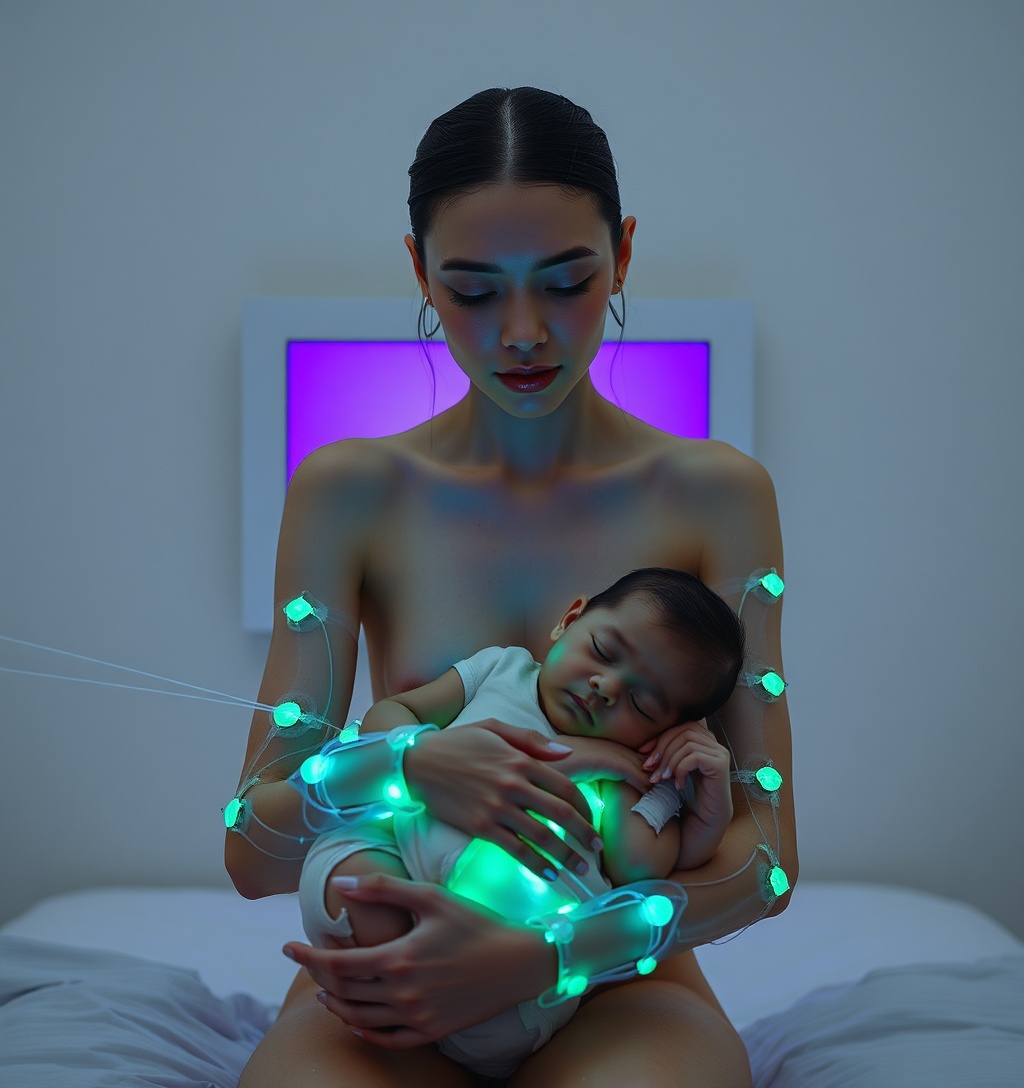 Illustrazione generata per il pezzo: L'AI sta peggiorando la maternità